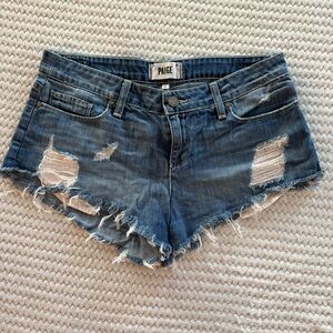 PAIGE Women's Ripped Blue Jean Shorts